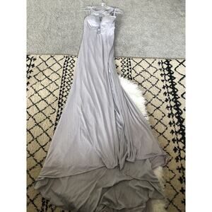MADISON JAMES STRAPPY BACK DRESS SIZE 2 Silver Glitter Train New With Tag. A1